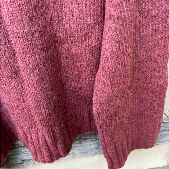 Madewell Women’s Mock Neck Cropped Pom Pom Detail Sweater Wool Blend Rust Size M - Picture 11 of 11